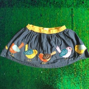 Mini Boden bird appliqué skirt